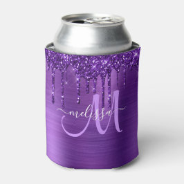 Porta-lata Glitter de metal escovado roxo e brilhante