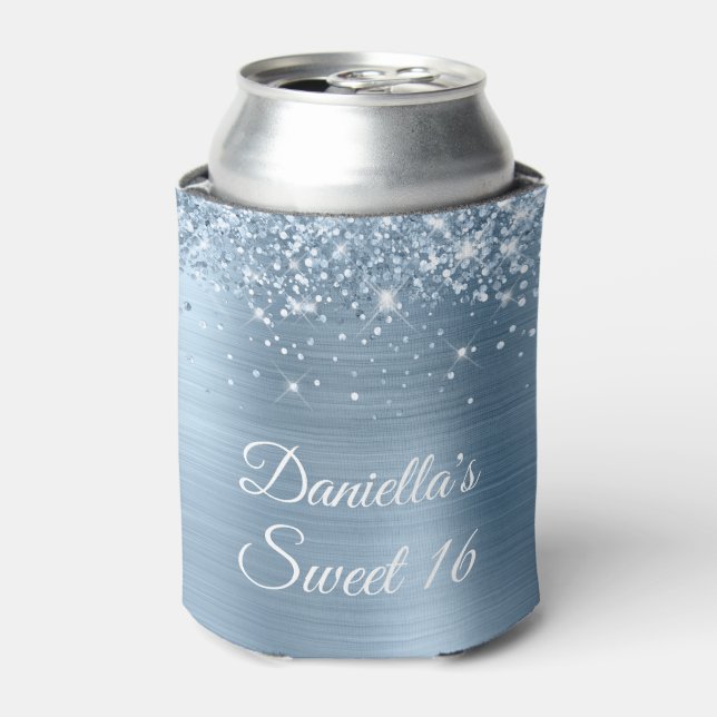 Porta-lata Glittery Light Blue Foil Sweet 16 (Can Front)