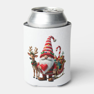 Porta-lata Gnome da Luz de Natal Papai Noel Montado em Trenó 