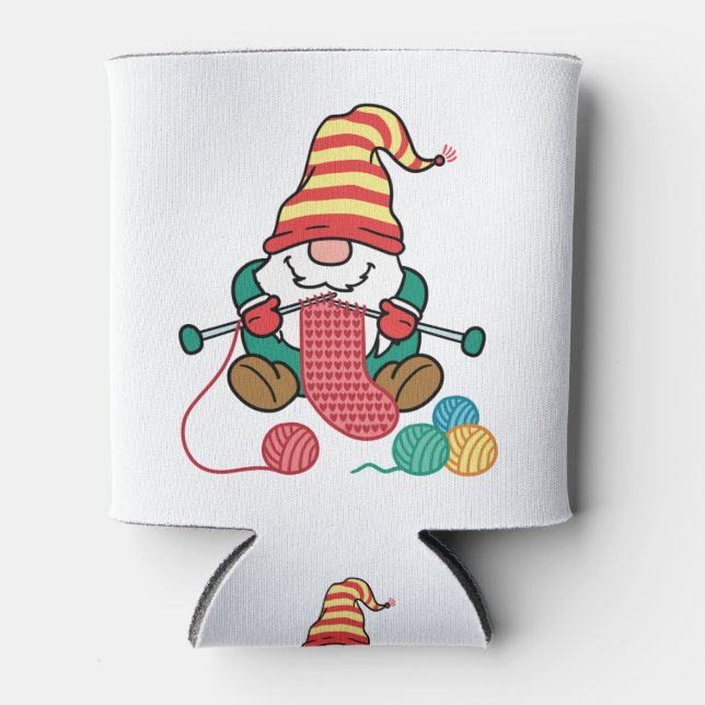 Porta-lata Gnomo Knitter Cute Gift Gnomos Nórdicos (Frente)