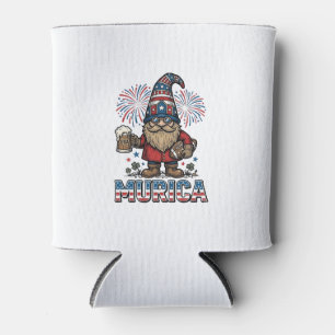 Porta-lata Gnomo Patriótico da Murica Cerveja Camisa Vintage