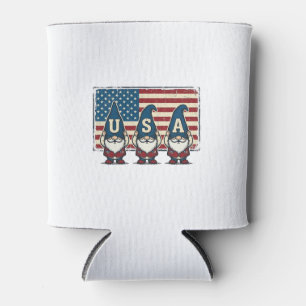 Porta-lata Gnomo Patriótico Vintage EUA Design de Camisa Bran