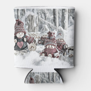 Porta-lata Gnomos num cenário de inverno