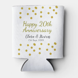 Porta-lata Golden dots glitter happy 20th anniversary wedding
