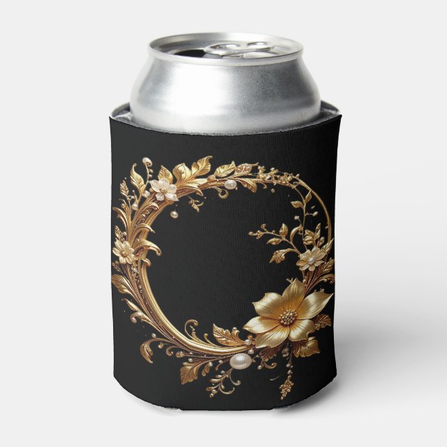 Porta-lata Golden Floral Ornate Frame Can Cooler (Can Front)