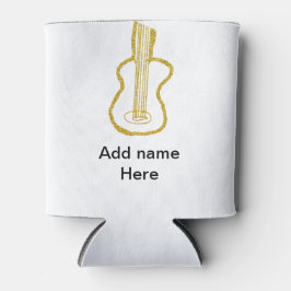 Porta-lata Golden glitter acoustic guitar add name doodle