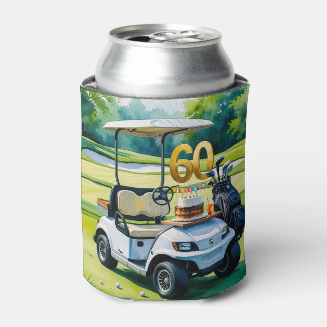 Porta-lata Golf 60º aniversário com carrinho de golfe em verd (Can Front)