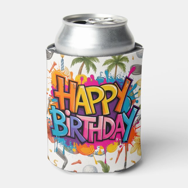 Porta-lata Golf Hawaii temático para o Partido Golfista Havai (Can Front)