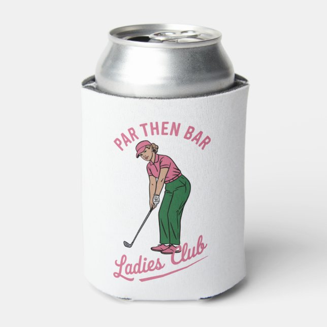 Porta-lata Golf Par Then Bar Ladies Club Golf Golfing Girl (Can Front)