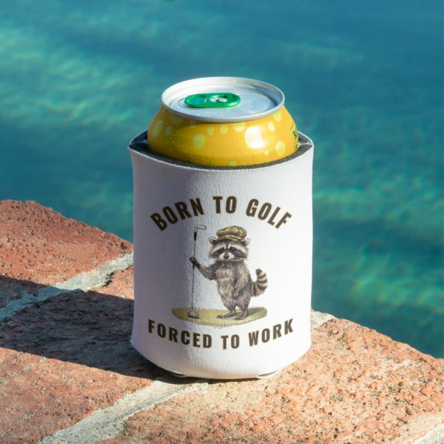 Porta-lata golfe de guaxinim engraçado, nascer a golfe, força (Piscina in situ)