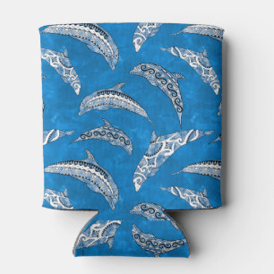 Porta-lata Golfinhos Tribais Havaianos Azul Oceânico