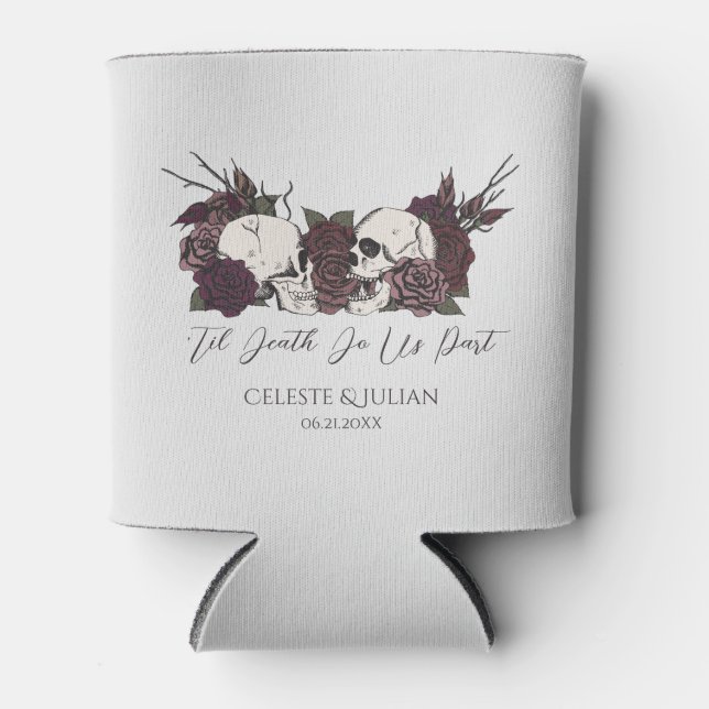 Porta-lata Gothic Wedding Skulls & Roses (Frente)