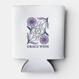 Porta-lata Grace Wins Floral Camiseta Cristã Vintage com Grav