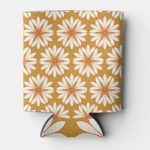 Porta-lata Grade floral delineada: ouro, vermelho, marfim