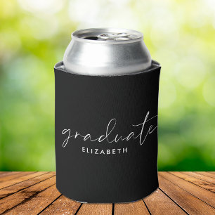 Porta-lata Graduação em Preto com Script Branco Chic
