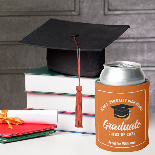 Porta-lata Graduação Personalizada do Formando Branco Laranja