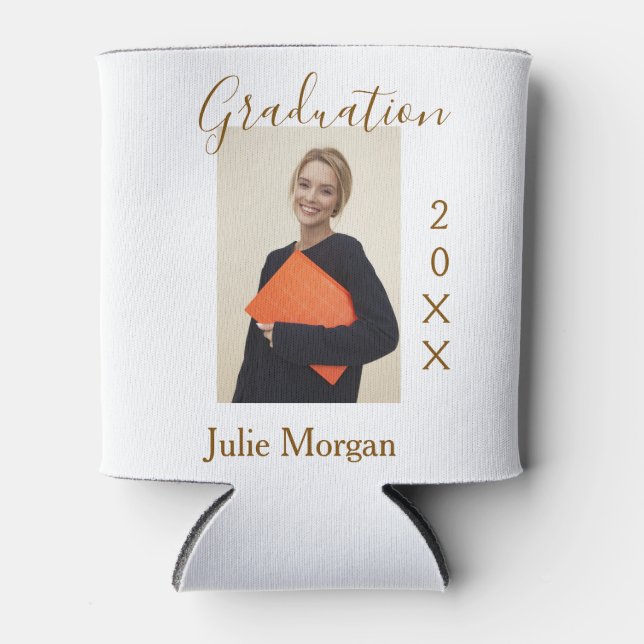 Porta-lata Graduation photo brown golden year 20XX namesimple (Frente)