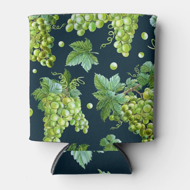 Porta-lata Grama Verde: Padrão Escuro de Aquarela (Frente)