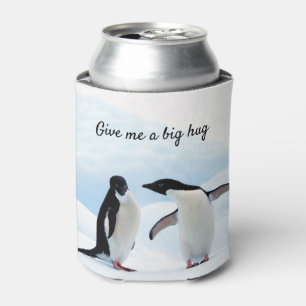 Porta-lata Grande abraço, Pinguim, na foto do gelo com texto