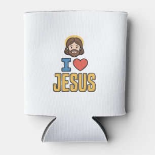 Porta-lata Grático Cristão Eu Amo Jesus Vintage