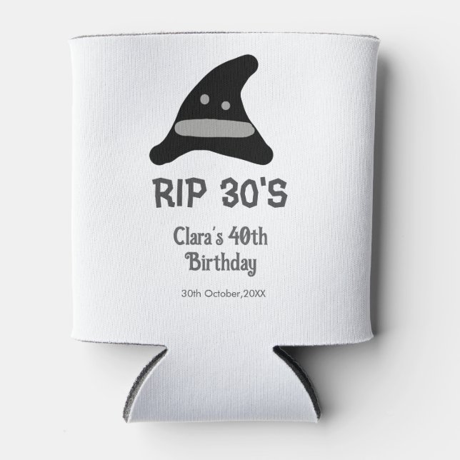 Porta-lata Gray black RIP 30's 40th birthday witch hat hallow (Frente)