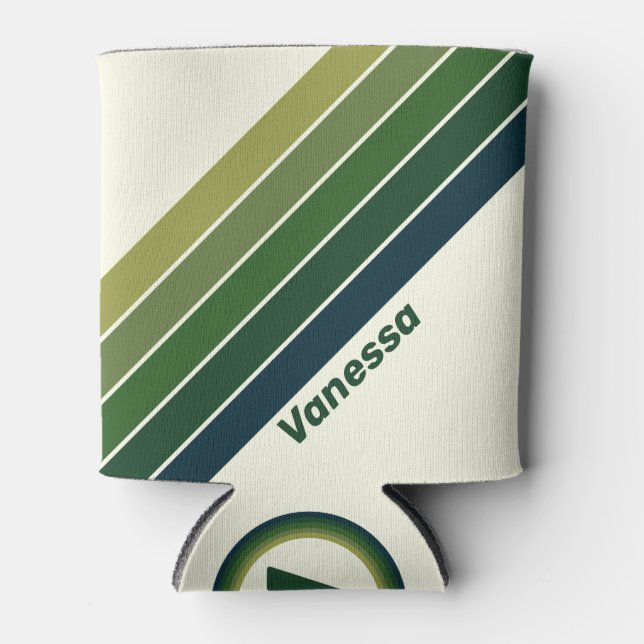 Porta-lata Green Retro five Stripes with Name (Frente)