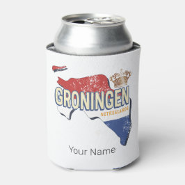 Porta-lata Groningen Países Baixos - Mapa Retro Holandês Vint