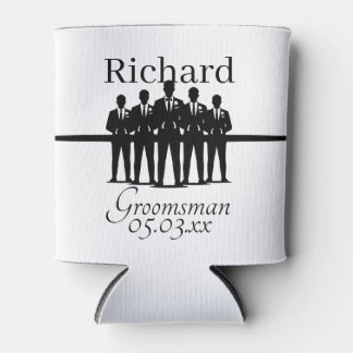 Porta-lata Groomsman Wedding Suited Squad Silhouette Name