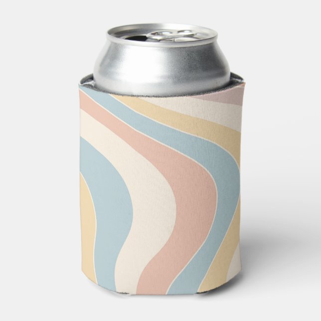 Porta-lata Groovy pastel retro style waves design (Can Front)