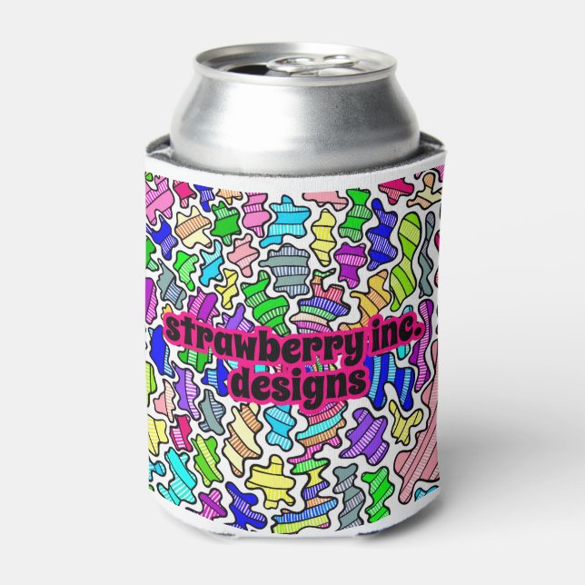 Porta-lata Groovy Rainbow Splatter Design Can Cooler (Can Front)