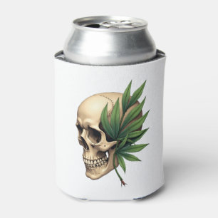 Porta-lata Grunge Gótico Estético Crânio Folha Tropical de Mo