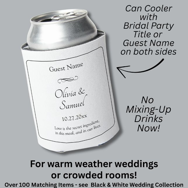 Porta-lata Guest Names Date Message Black White Infinity  (Criador carregado)