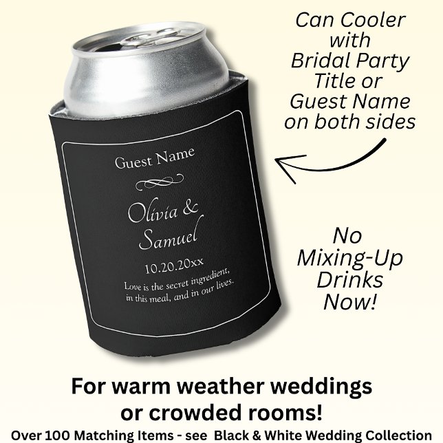 Porta-lata Guest Names Date Message Black White Infinity  (Criador carregado)