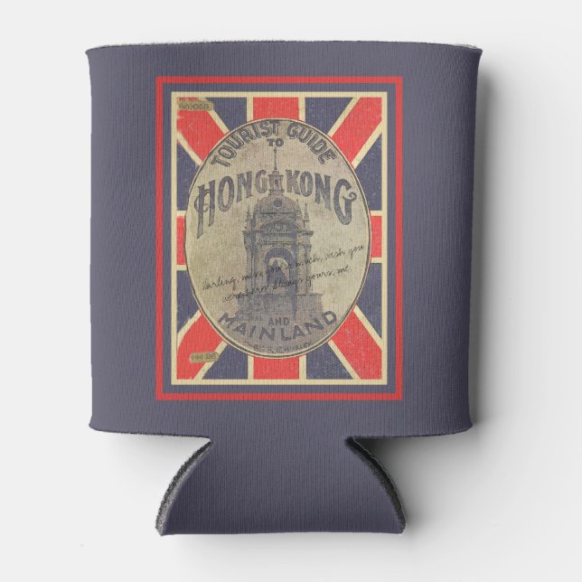 Porta-lata Guia Turista Antiquado de Hong Kong com o Union Ja (Frente)