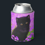 Porta-lata Gustav Klimt Cat<br><div class="desc">Pode resfriar com um gato Gustav Klimt! Este gatinho fluffy fica num campo verde de flores roxas. Um presente perfeito para amantes de gatos e entusiastas de arte austríacos!</div>