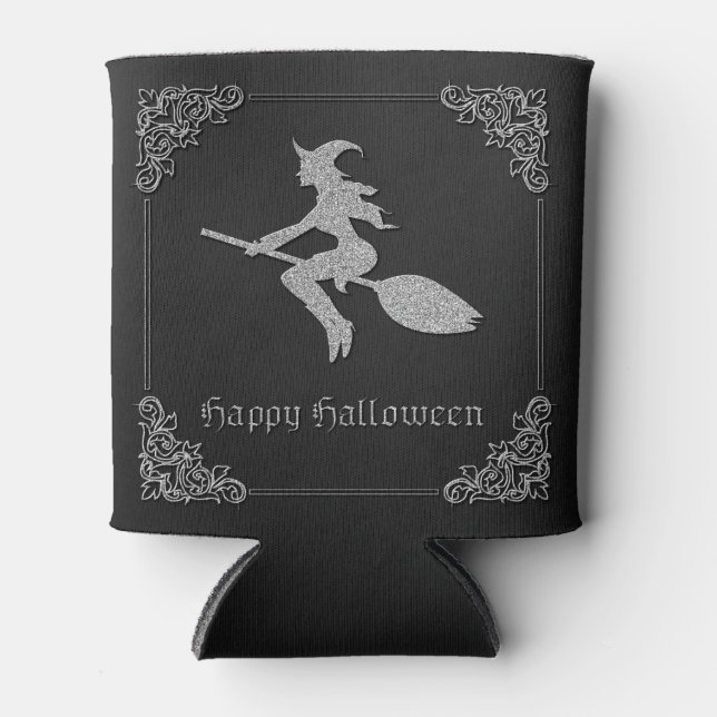 Porta-lata Halloween da Bruxa Voadora Silver (Frente)