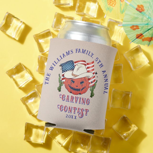 Porta-lata Halloween de Abóbora Patriótica Moderna (Verão in situ)