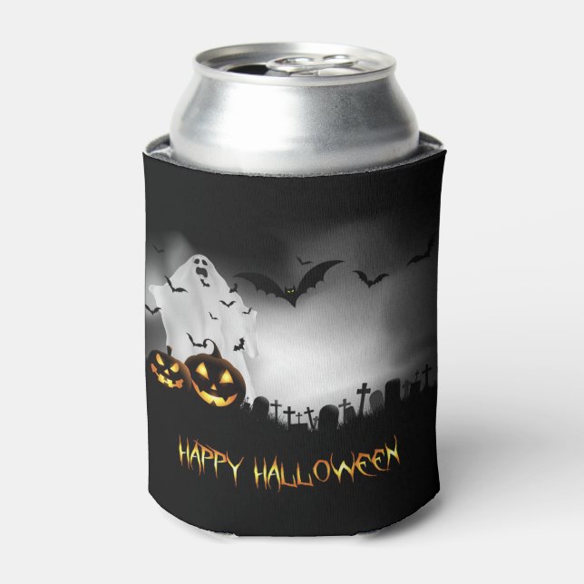 Porta-lata Halloween Ghost Jack-o-lanternas e Bats (Can Front)