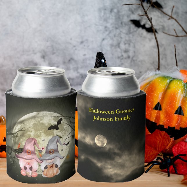 Porta-lata Halloween Gnomos Churrasqueira (Halloween Gnomes Full Moon Family Name Can Cooler)