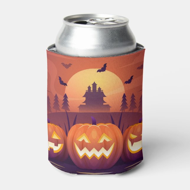 Porta-lata Halloween Haunted House e Jack-O-Lanterns (Can Front)