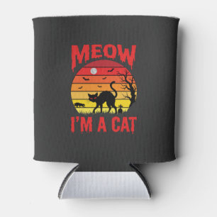 Porta-lata Halloween Meow Eu Sou um Gato Retro Pôr do Sol