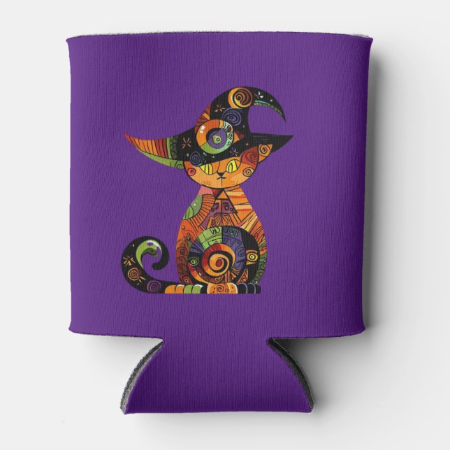 Porta-lata Halloween/místico/gato/queda (Frente)