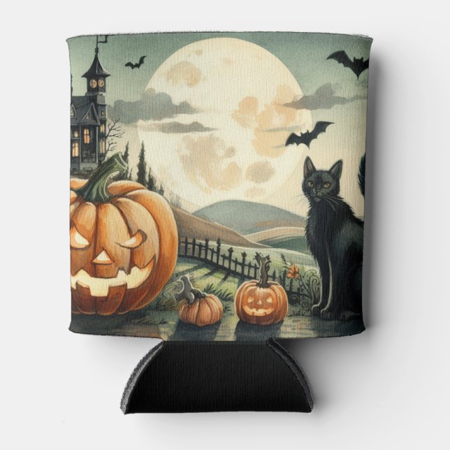 Porta-lata Halloween/outono/Outono/Abóbora/gato (Frente)