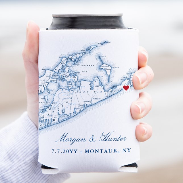Porta-lata Hamptons Montauk Wedding Favor Beber Holder (This Hamptons, NY can cooler is perfect for your wedding in Montauk, the North Fork, or The Hamptons)