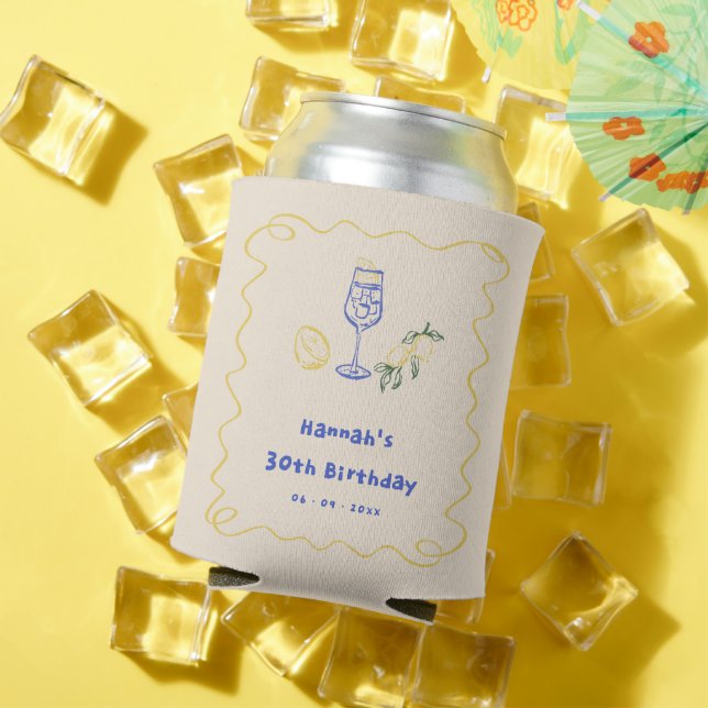 Porta-lata Hand Drawn Summer Adult 30th Birthday (Verão in situ)