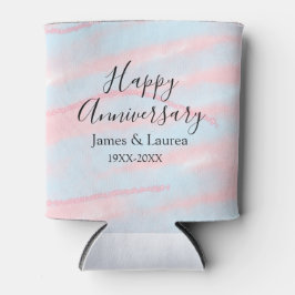 Porta-lata Happy anniversary wedding name date year pastel