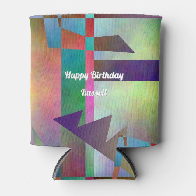 Porta-lata Happy Any Age Adult Birthday Abstract Pattern (Frente)