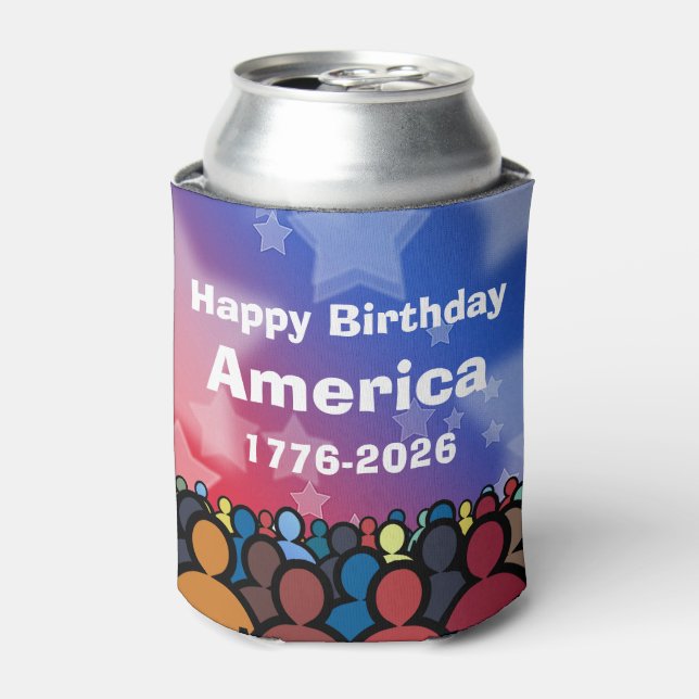 Porta-lata Happy Birthday America 1776 to 2026 (Can Front)