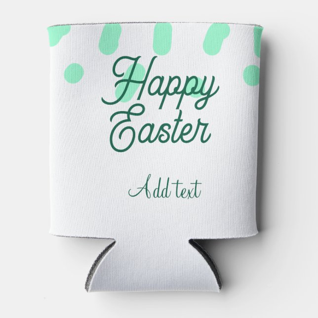 Porta-lata Happy Easter green eggs pastel name date simple  (Frente)