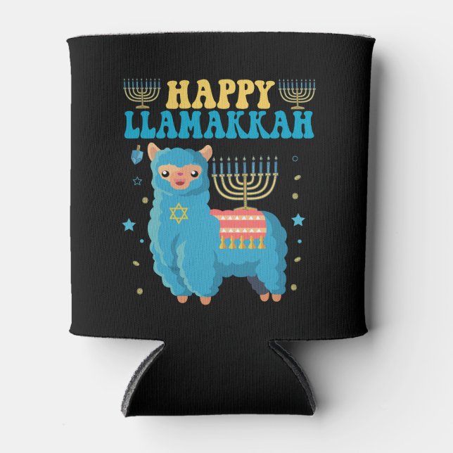 Porta-lata Happy Lamakkah Engraçado Judeu Alpaca Hanukkah Gif (Frente)